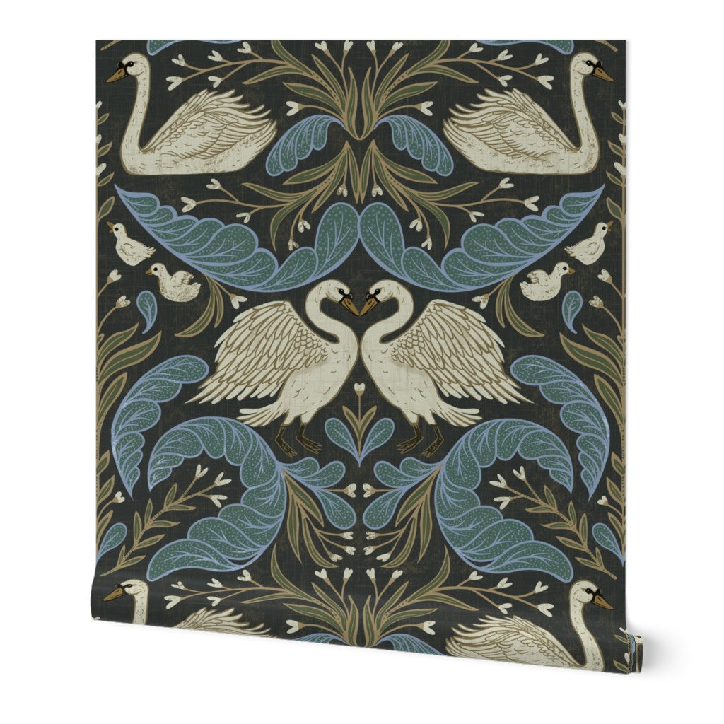 Wallpaper in Swan Nouveau