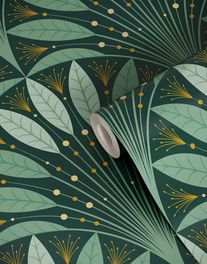Wallpaper Art Deco Leaf Fan