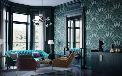 Wallpaper Art Deco Leaf Fan