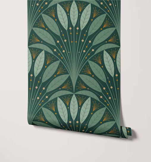 Wallpaper Art Deco Leaf Fan