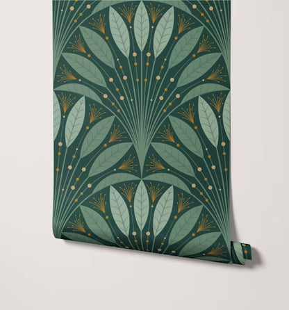 Wallpaper Art Deco Leaf Fan