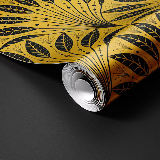Wallpaper Art Deco Leaf Fan