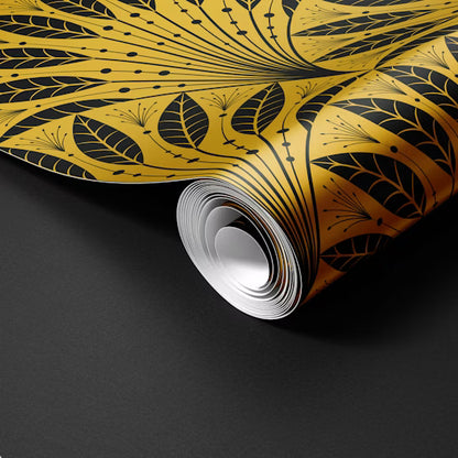 Wallpaper Art Deco Leaf Fan