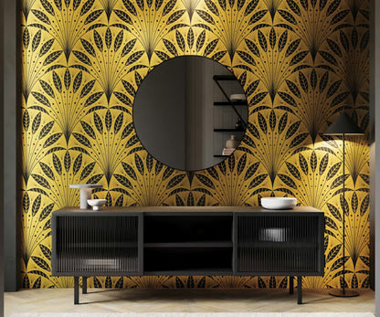 Wallpaper Art Deco Leaf Fan