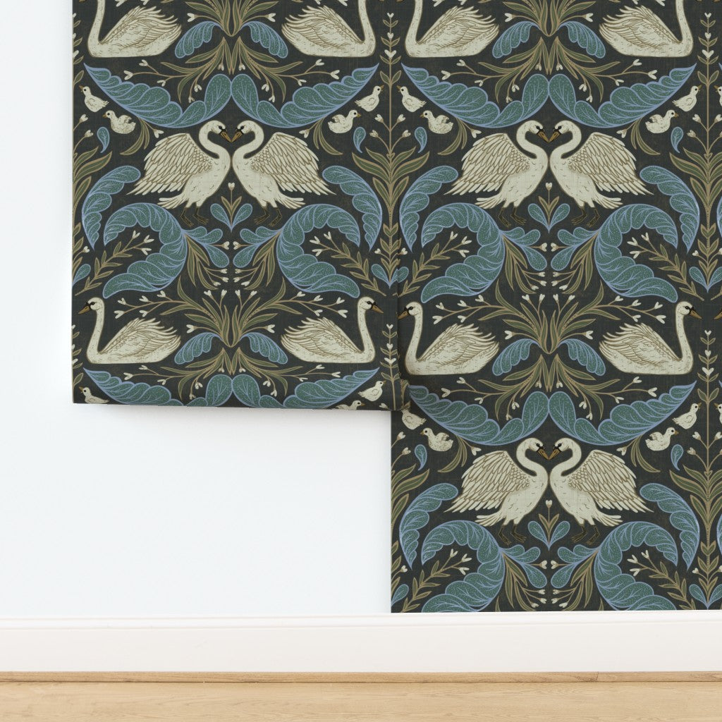 Wallpaper in Swan Nouveau