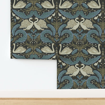 Wallpaper in Swan Nouveau