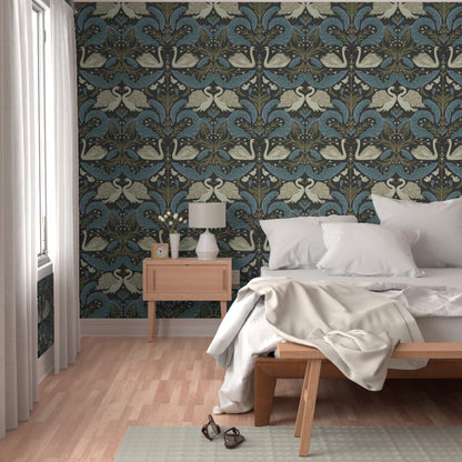 Wallpaper in Swan Nouveau