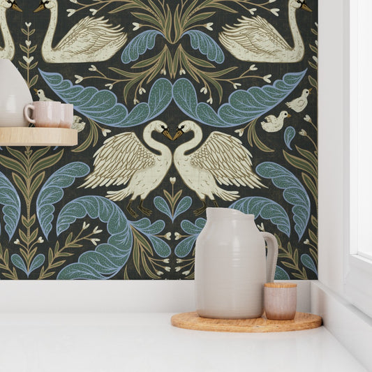 Wallpaper in Swan Nouveau